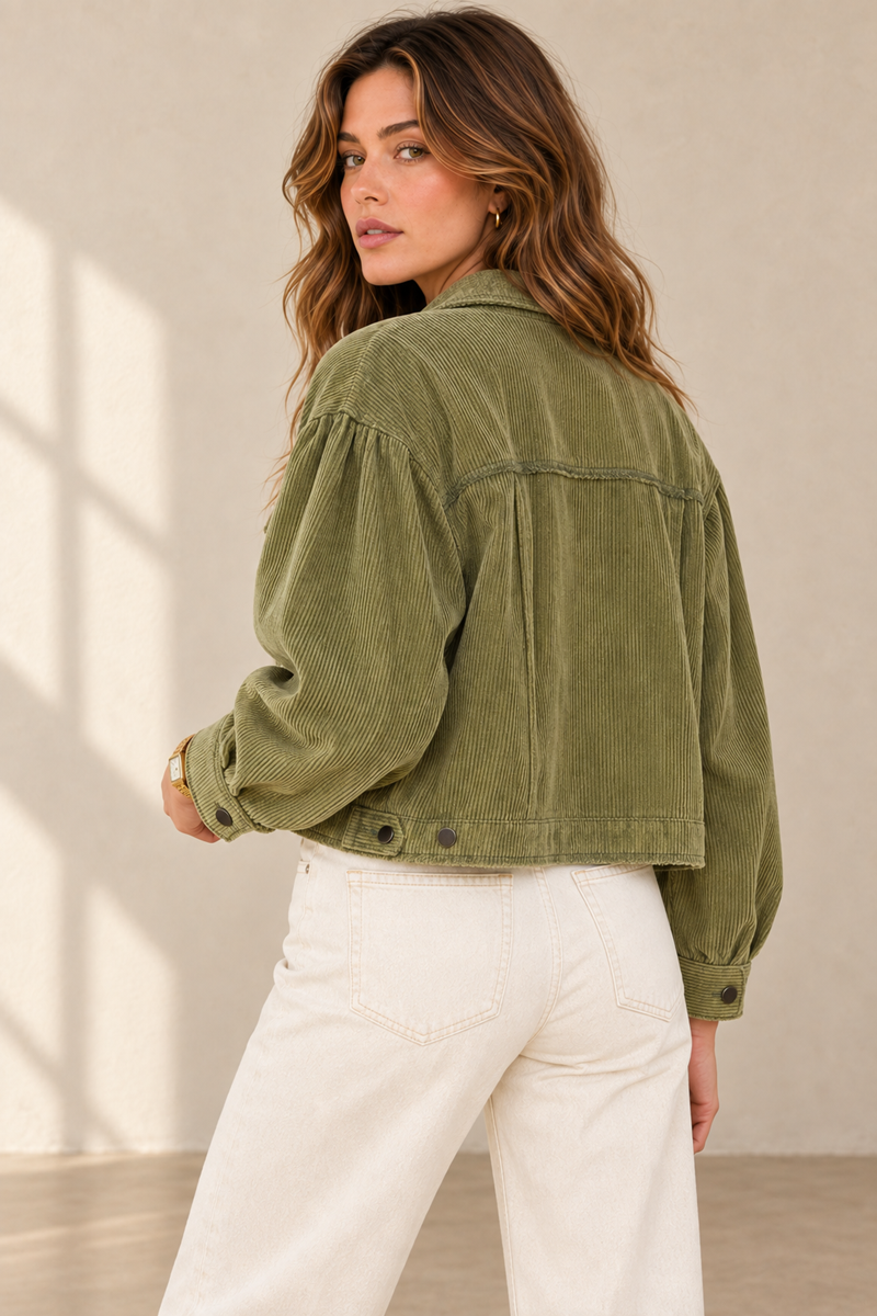 Washed Corduroy Cropped Jacket