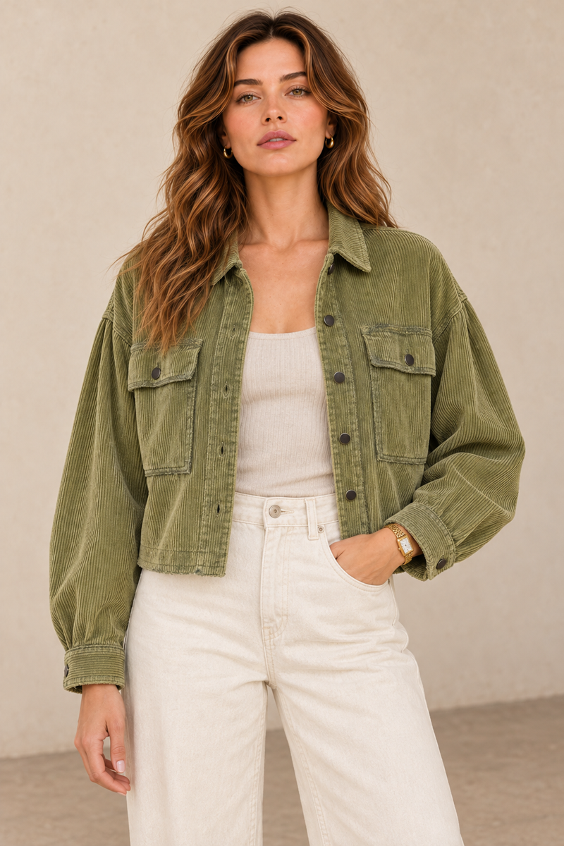 Washed Corduroy Cropped Jacket