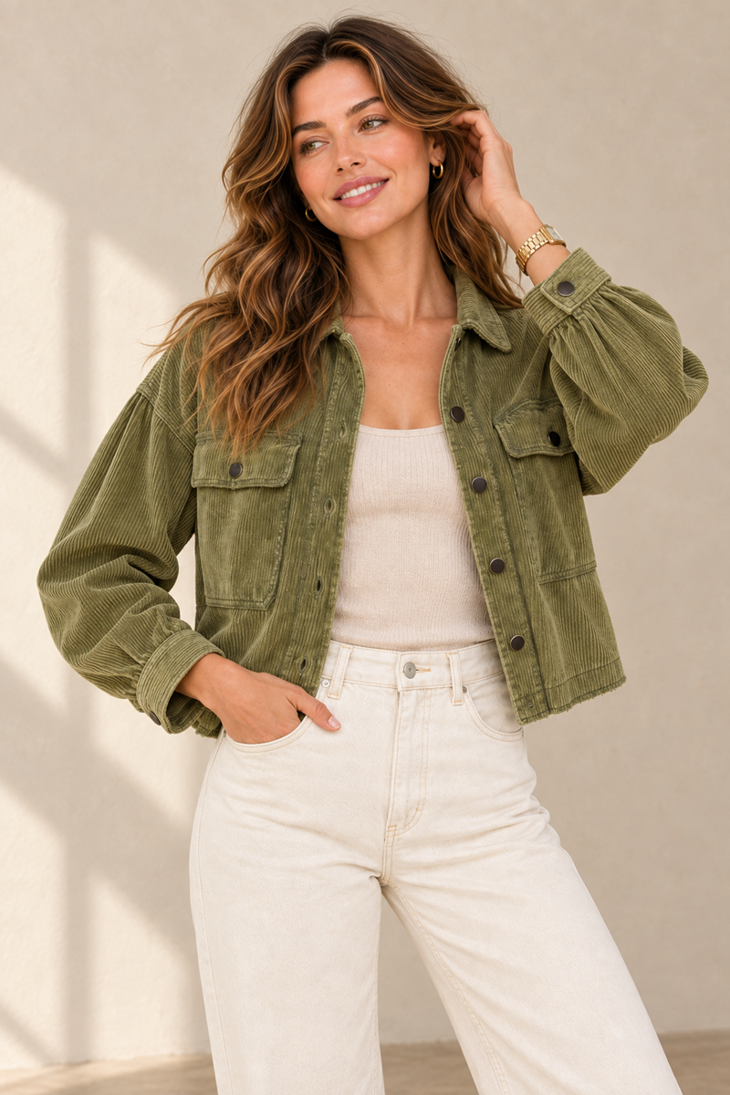 Washed Corduroy Cropped Jacket