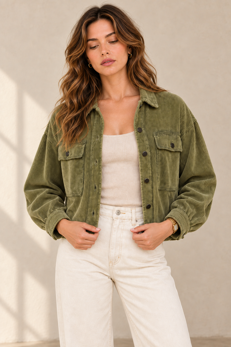 Washed Corduroy Cropped Jacket