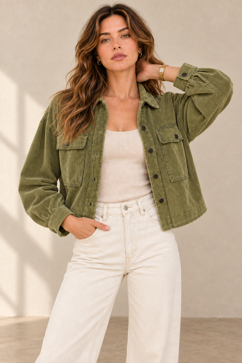 Washed Corduroy Cropped Jacket