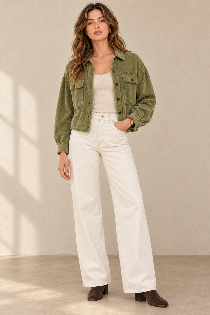 Washed Corduroy Cropped Jacket