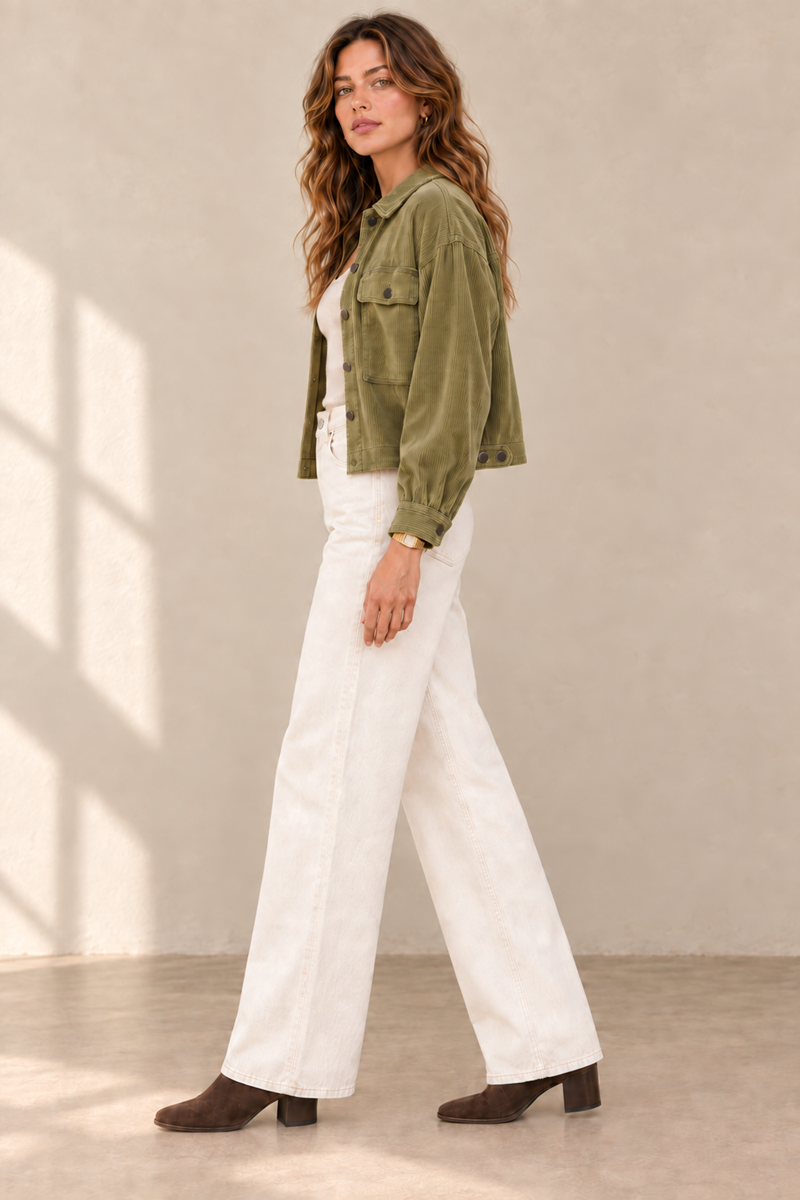 Washed Corduroy Cropped Jacket