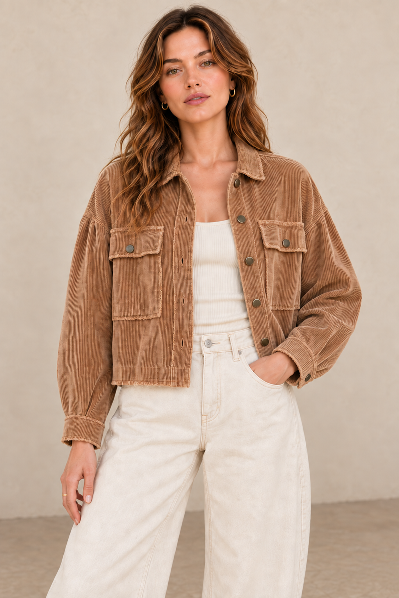 Washed Corduroy Cropped Jacket