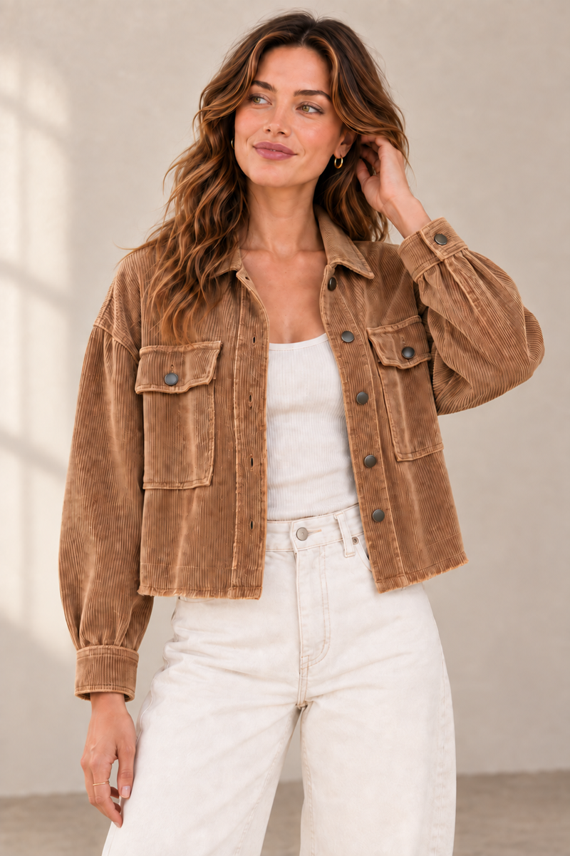 Washed Corduroy Cropped Jacket