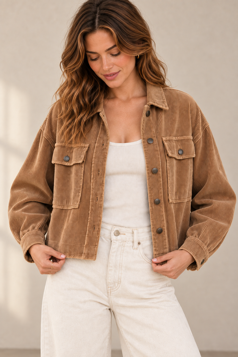 Washed Corduroy Cropped Jacket