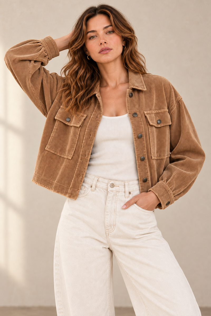 Washed Corduroy Cropped Jacket