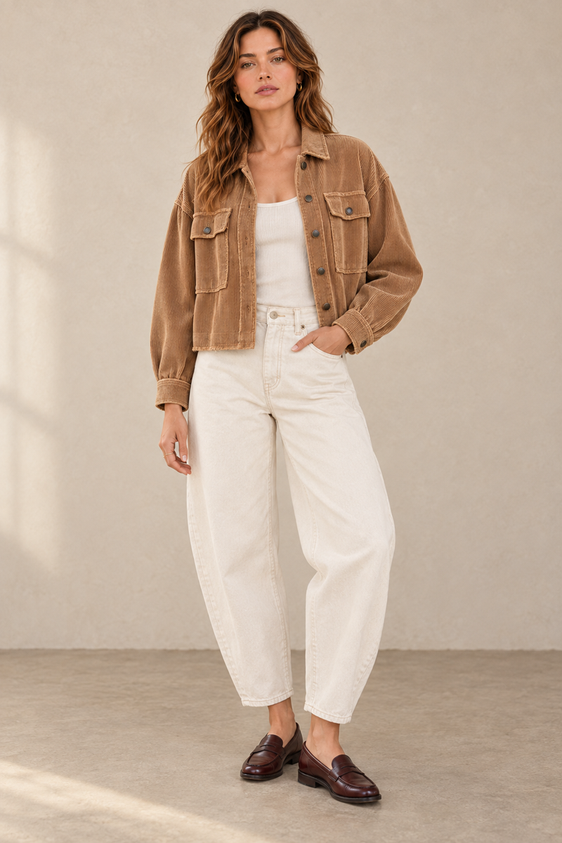 Washed Corduroy Cropped Jacket