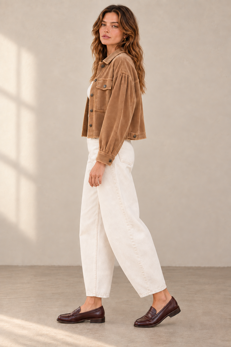 Washed Corduroy Cropped Jacket