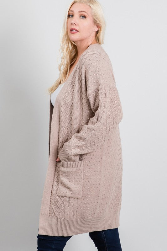Plus Size Textured-Knit Long Cardigan