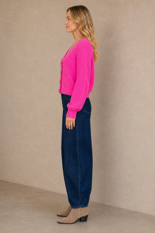 Ribbed-Knit Cropped Cardigan
