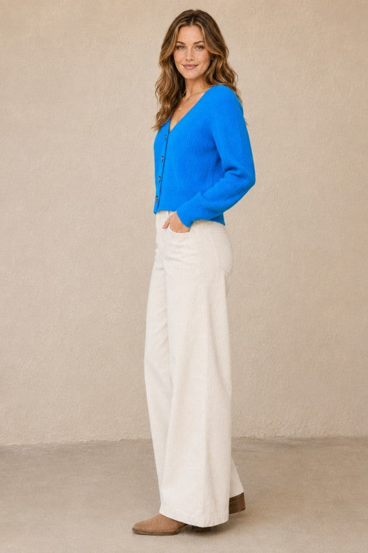 Ribbed-Knit Cropped Cardigan