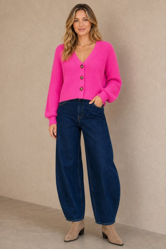 Ribbed-Knit Cropped Cardigan