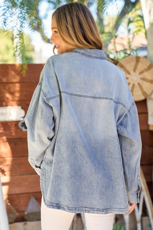 Relaxed-Fit Denim Button-Up Shirt