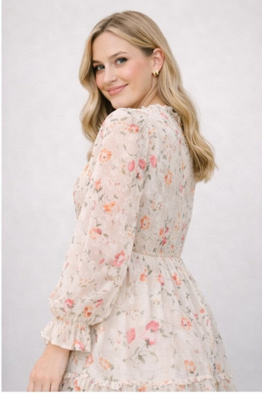 Floral Smocked-Waist Ruffle Mini Dress