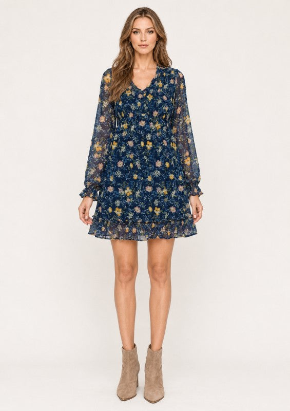 Floral Smocked-Waist Ruffle Mini Dress