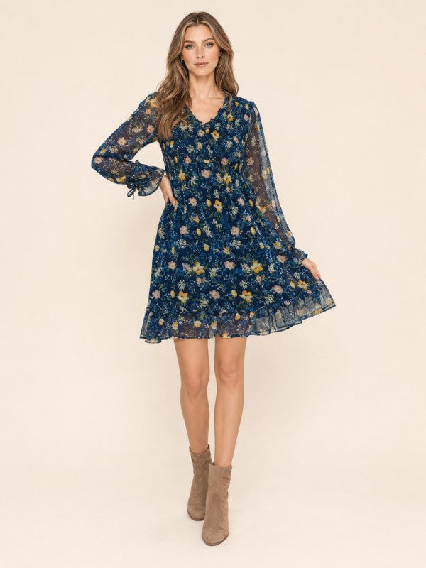 Floral Smocked-Waist Ruffle Mini Dress
