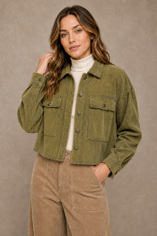 Washed Corduroy Cropped Jacket