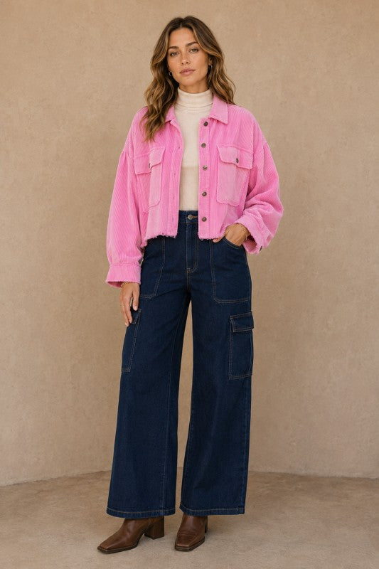 Washed Corduroy Cropped Jacket