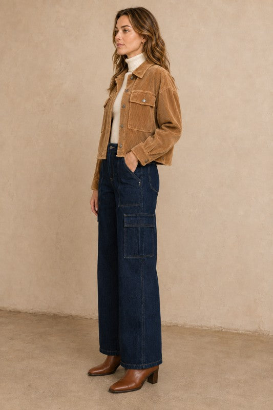 Washed Corduroy Cropped Jacket