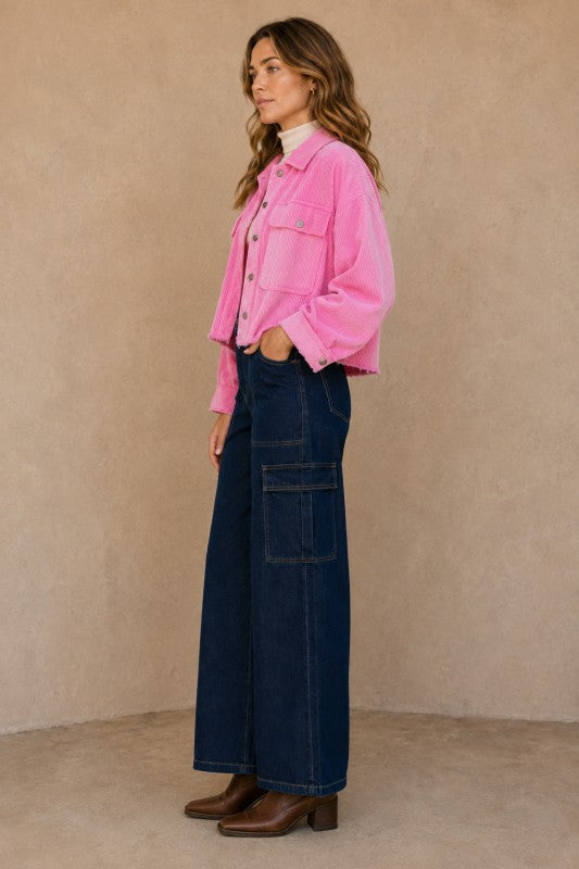Washed Corduroy Cropped Jacket