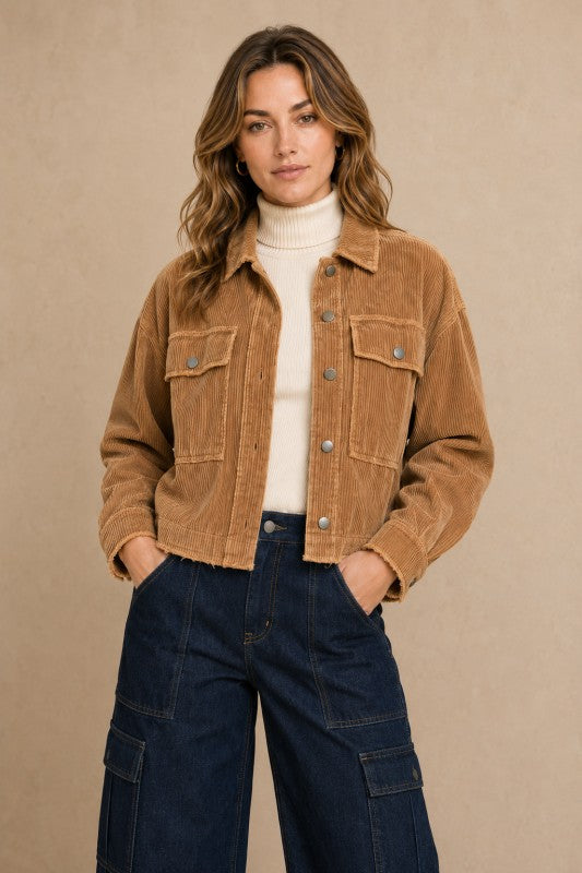 Washed Corduroy Cropped Jacket