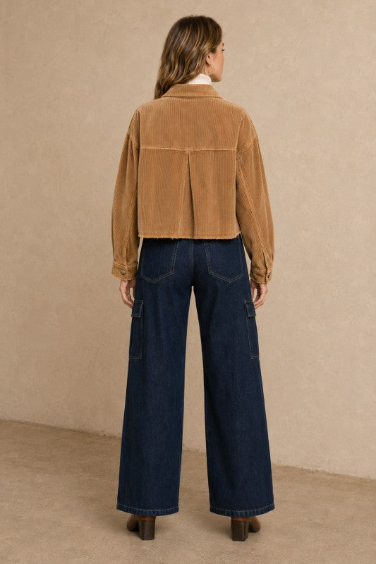 Washed Corduroy Cropped Jacket