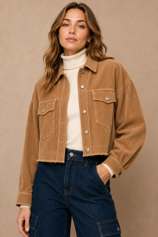 Washed Corduroy Cropped Jacket