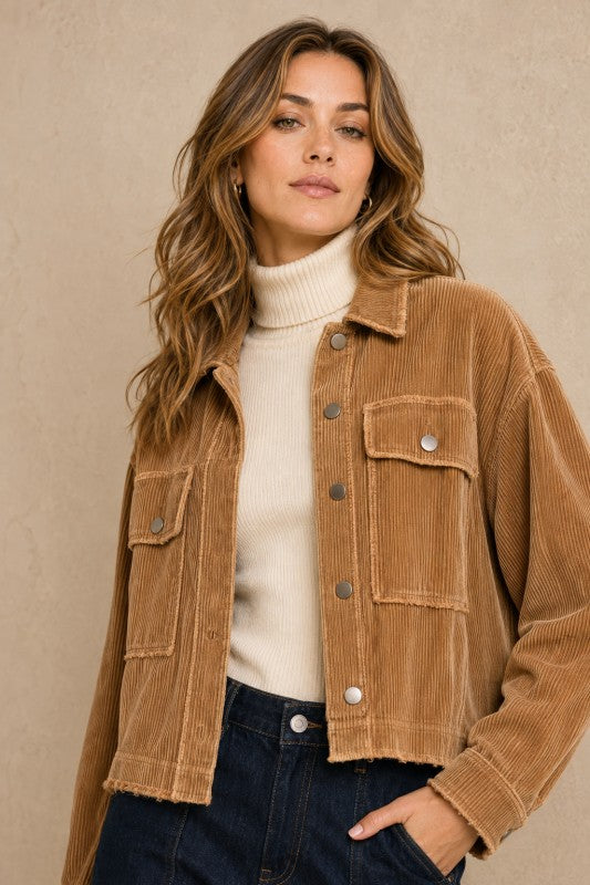 Washed Corduroy Cropped Jacket