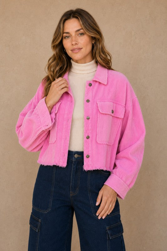 Washed Corduroy Cropped Jacket