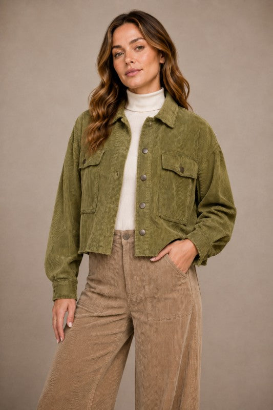 Washed Corduroy Cropped Jacket
