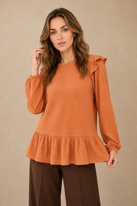 Swiss Dot Peplum Top