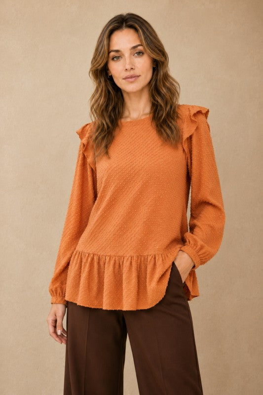 Swiss Dot Peplum Top