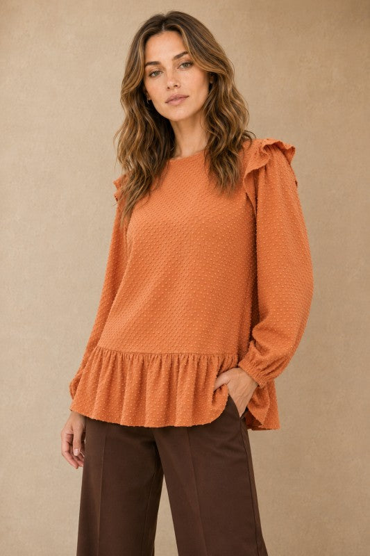 Swiss Dot Peplum Top