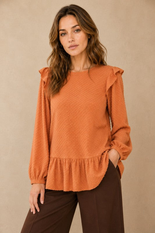 Swiss Dot Peplum Top