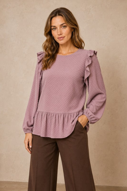 Swiss Dot Peplum Top