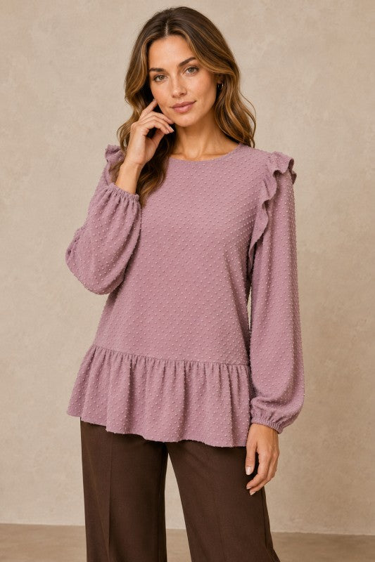 Swiss Dot Peplum Top