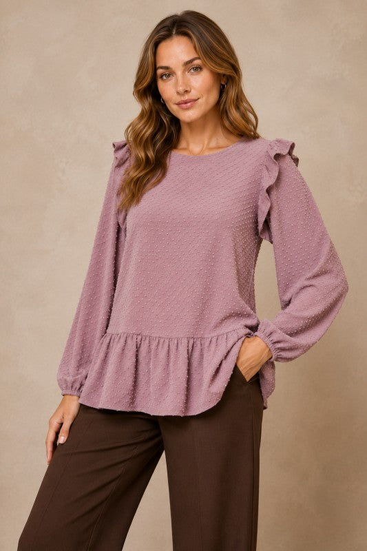 Swiss Dot Peplum Top