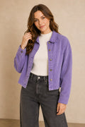 Washed Raw-Edge Collar Jacket