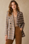 Two-Tone Plaid Double-Breasted Blazer