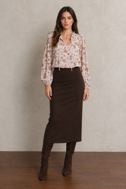 Vintage Floral Ruffle Blouse