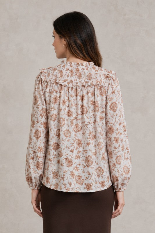 Vintage Floral Ruffle Blouse