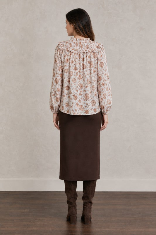 Vintage Floral Ruffle Blouse