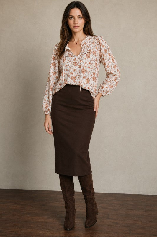 Vintage Floral Ruffle Blouse