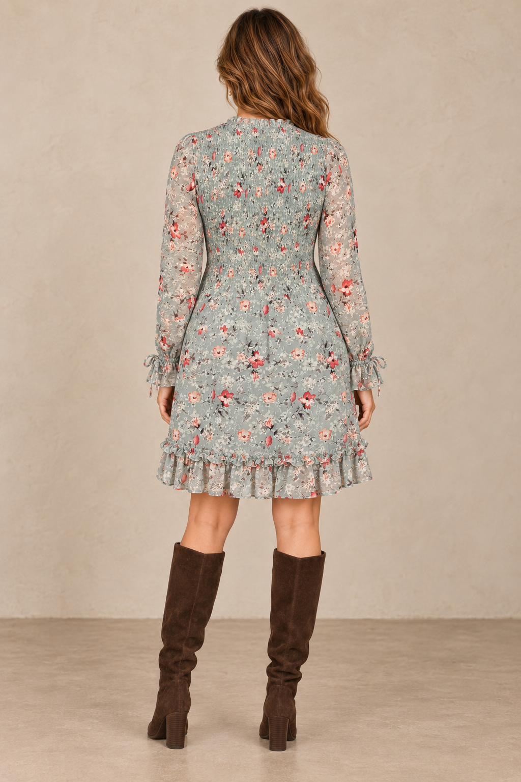 Floral Smocked-Waist Ruffle Mini Dress