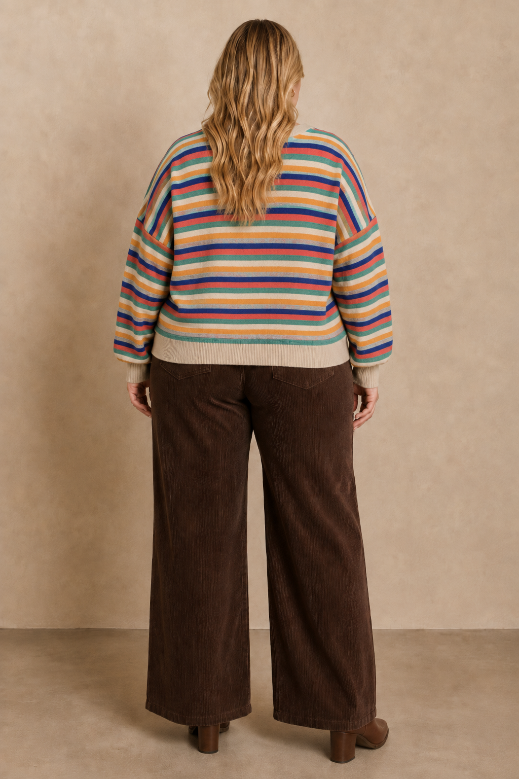 Plus Size Multicolor Striped Pointelle Sweater