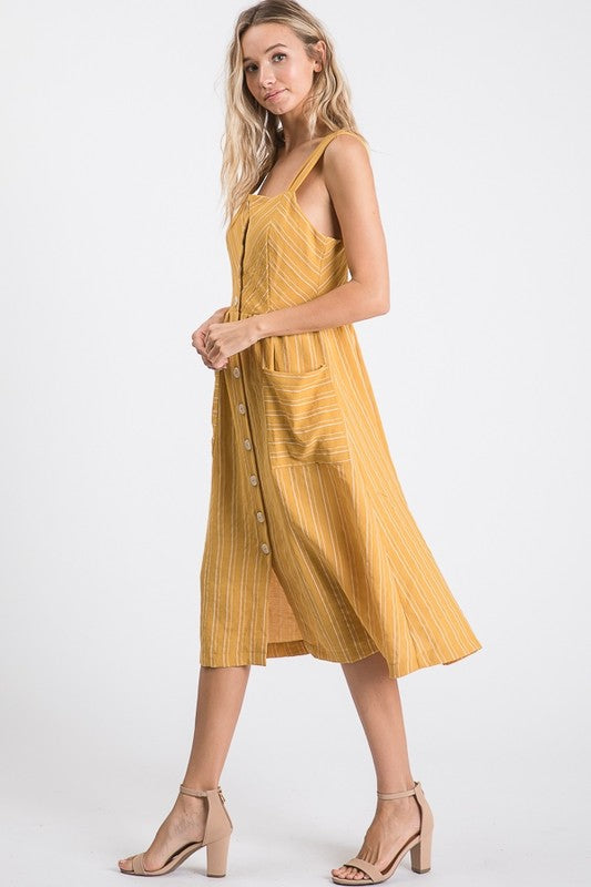 Sleeveless striped woven dress