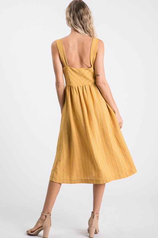 Sleeveless striped woven dress