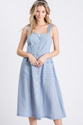 Sleeveless striped woven dress