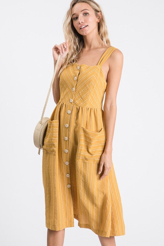 Sleeveless striped woven dress